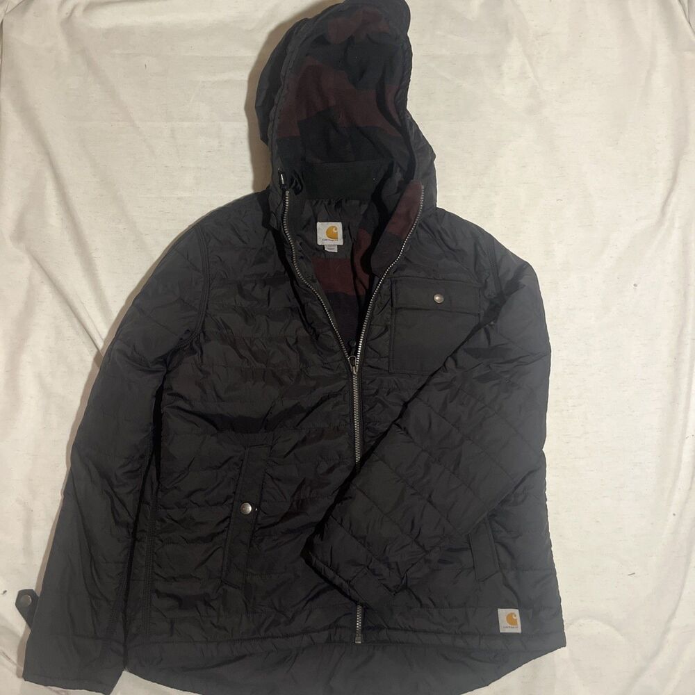 Carhartt Amoret Quilted Jacket Womens Size L (12/14) Hooded Puffer Black